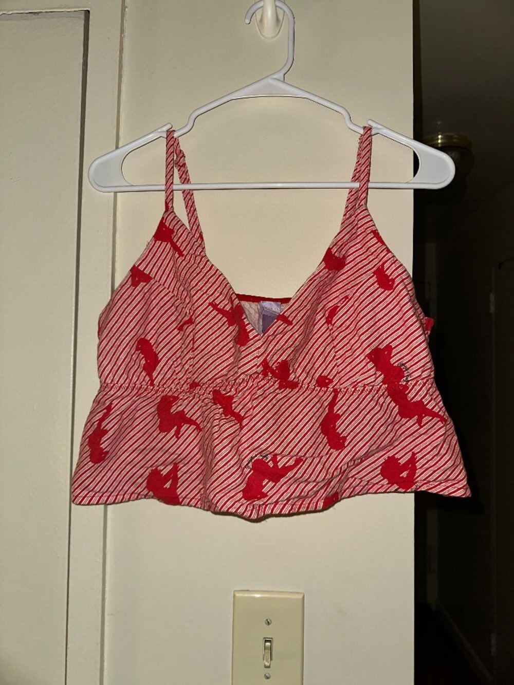 Savage x Fenty Women's Red and White PJ Top